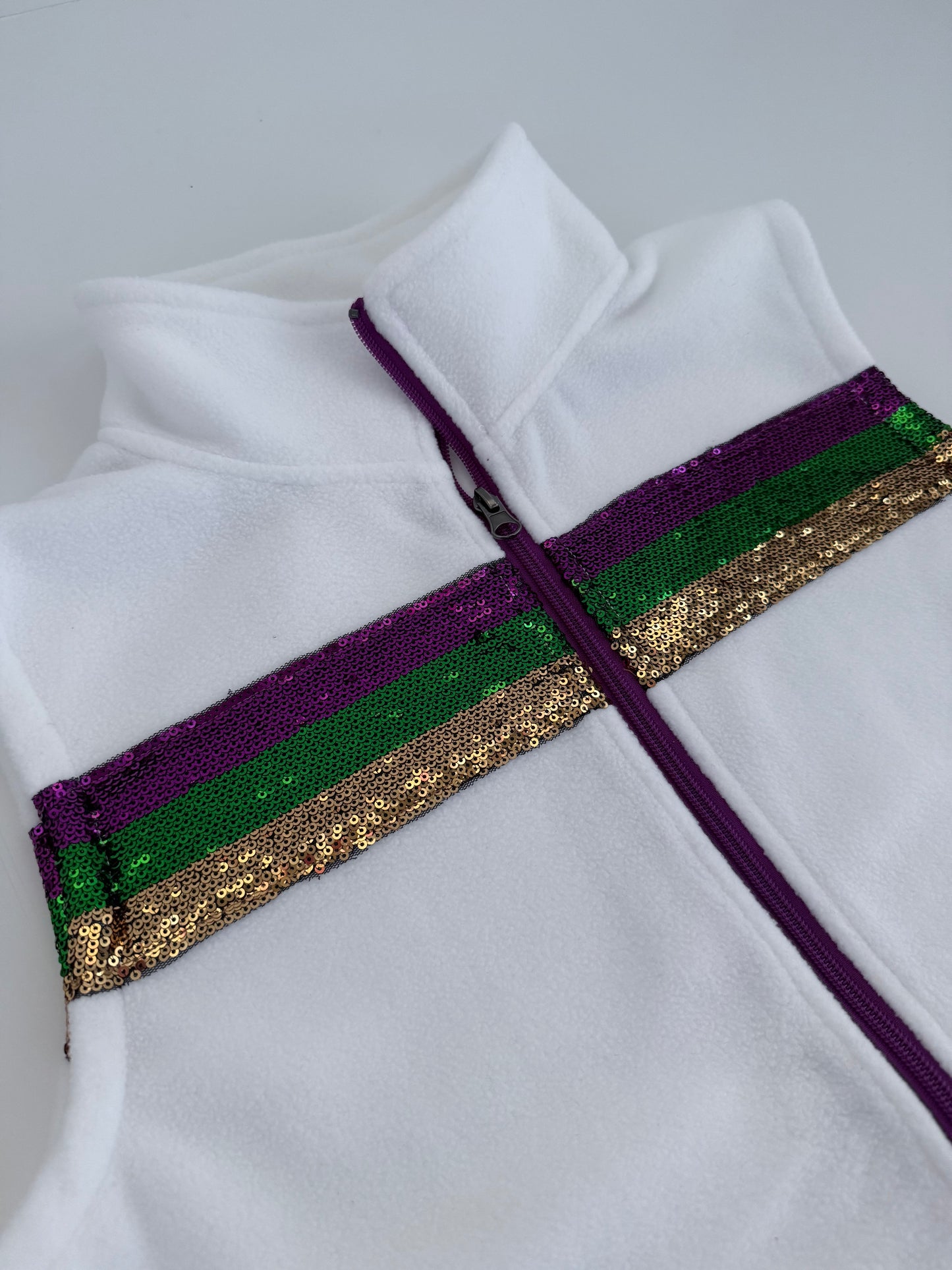 Mardi Gras Fleece Vest - White