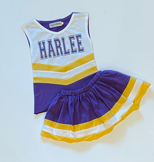 PRE-ORDER #4—Purple/Gold/White Cheer Outfit - end of October Arrival