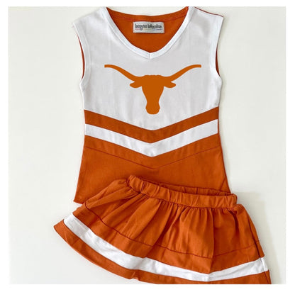 PRE-ORDER #17—Burnt Orange/White Cheer Outfit - end of October Arrival