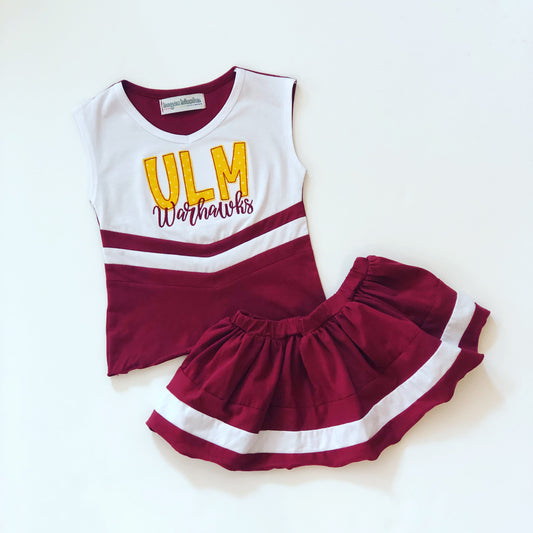 PRE-ORDER #8—Burgundy/White Cheer Outfit - end of October Arrival