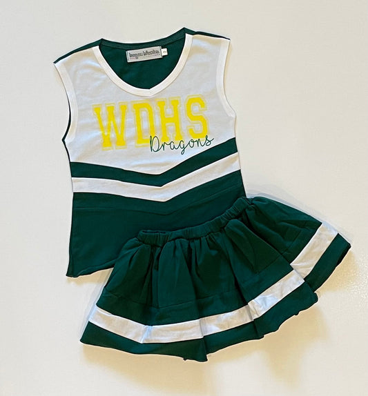 PRE-ORDER #6—Green/White Cheer Outfit - end of October Arrival