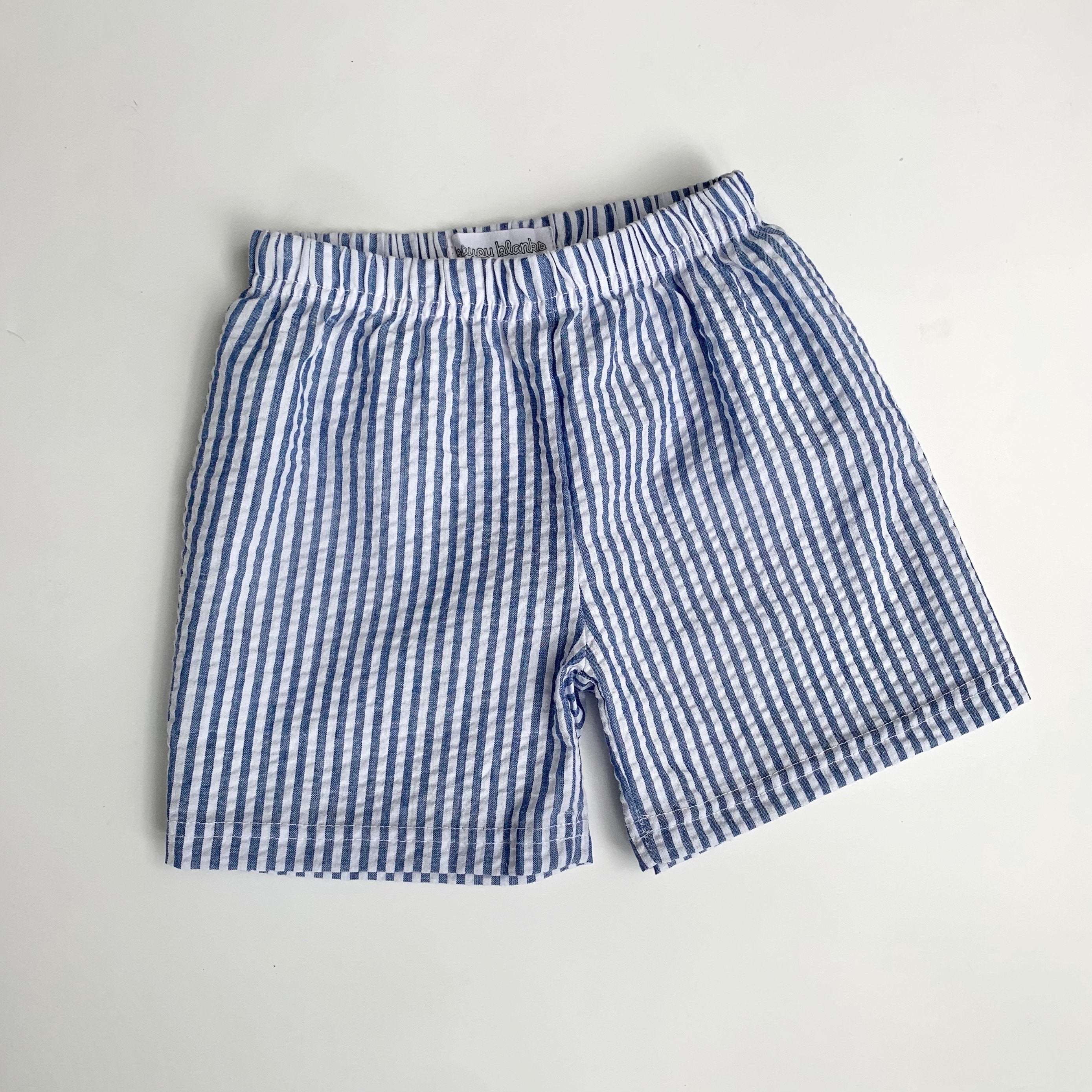 JD Pull On Shorts Navy Seersucker Stripe 6M Navy Seersucker Stripe