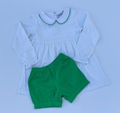 Peter Pan Knit Float Top with Banded Shorts - GREEN