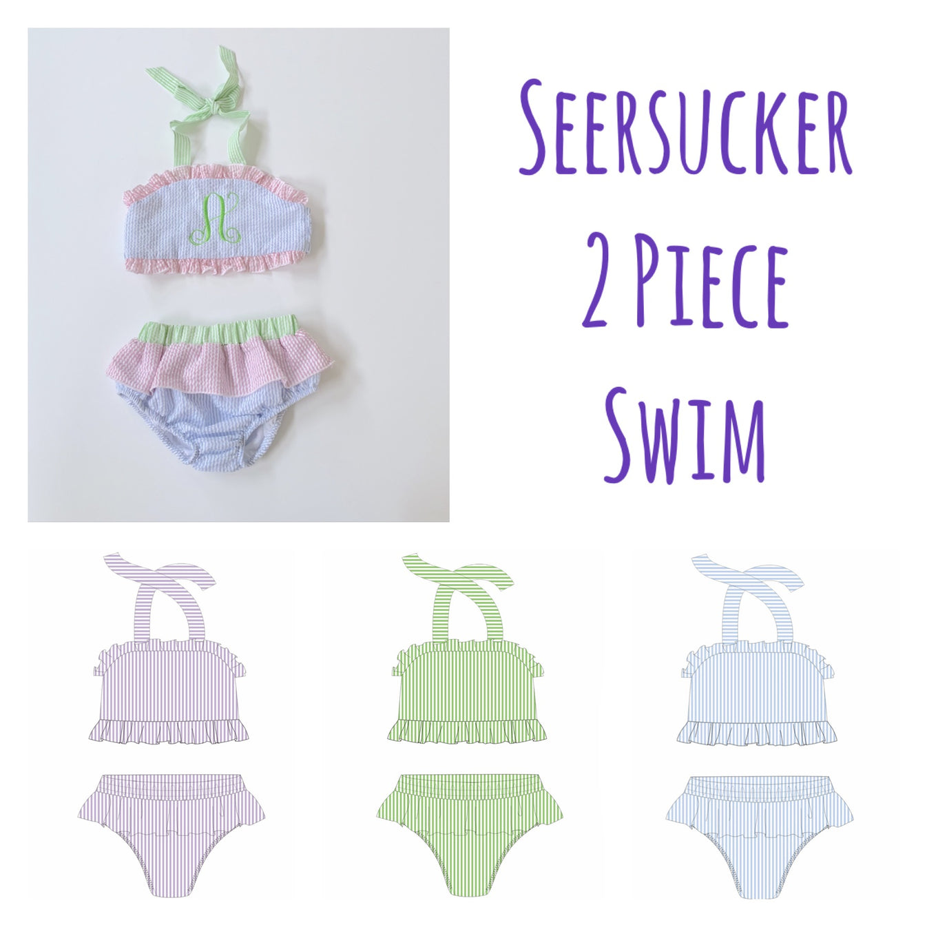 Seersucker Swim Girl 2pcn Bayou Blanks