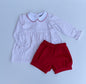 Peter Pan Knit Float Top with Banded Shorts - RED