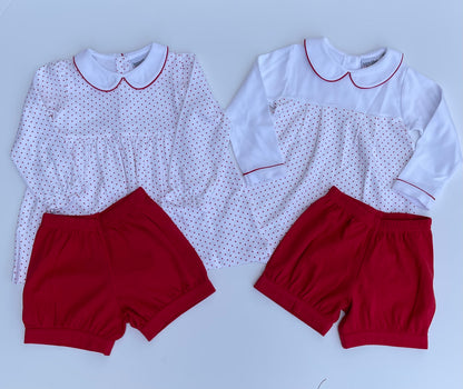 Peter Pan Knit Float Top with Banded Shorts - RED